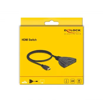 DeLOCK Comutador HDMI 3 x HDMI entrada para 1 x HDMI saída 8K 60 Hz