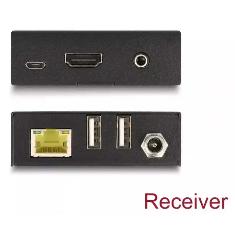 Extensor KVM DELOCK 65957 — transmissor e recetor HDMI e USB, com fios, até 70 m, 18 Gbit/s, 600 MHz, preto