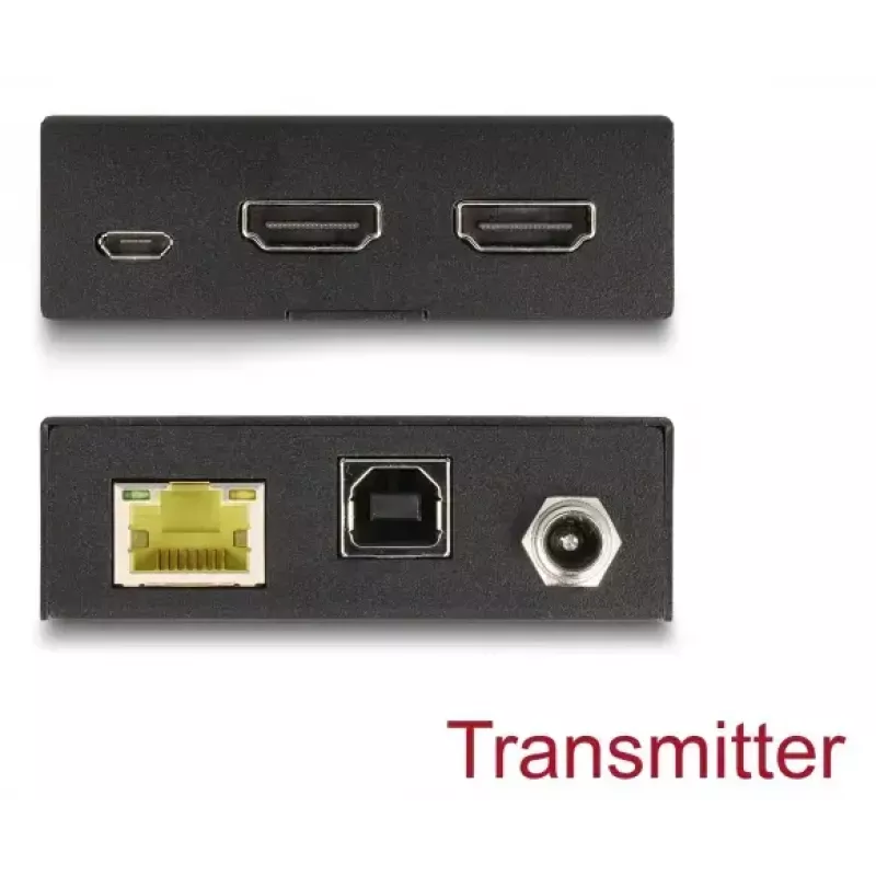 Extensor KVM DELOCK 65957 — transmissor e recetor HDMI e USB, com fios, até 70 m, 18 Gbit/s, 600 MHz, preto