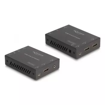 Extensor KVM DELOCK 65957 — transmissor e recetor HDMI e USB, com fios, até 70 m, 18 Gbit/s, 600 MHz, preto