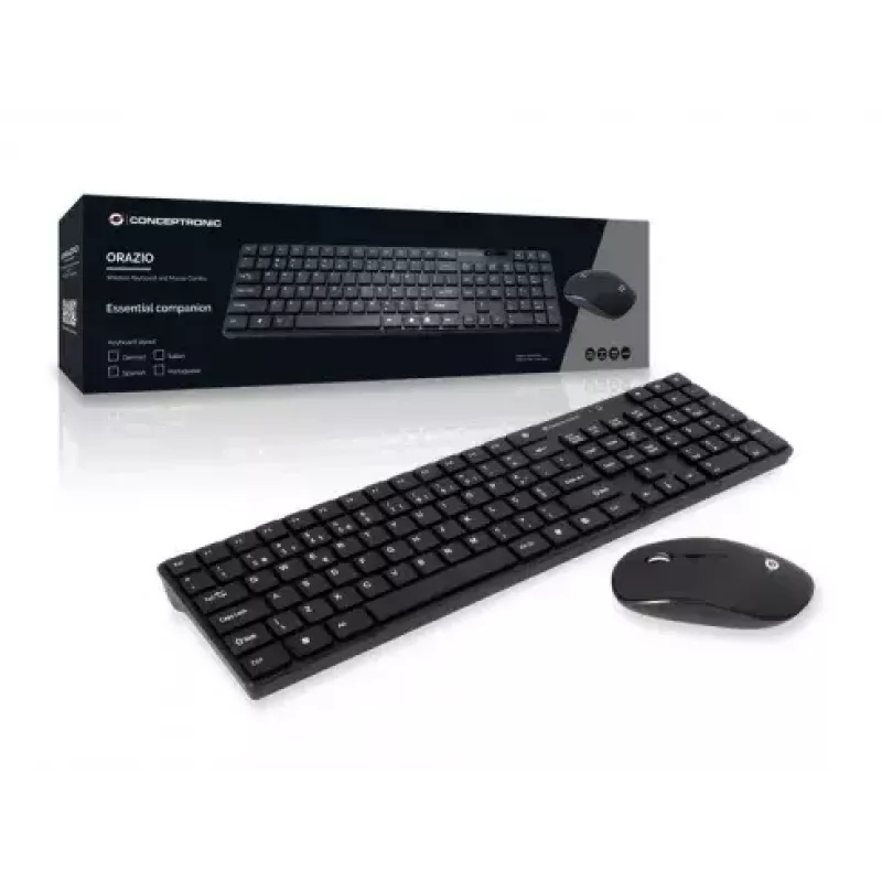Conceptronic Orazio teclado rato incluído casa RF Wireless QWERTY português preto