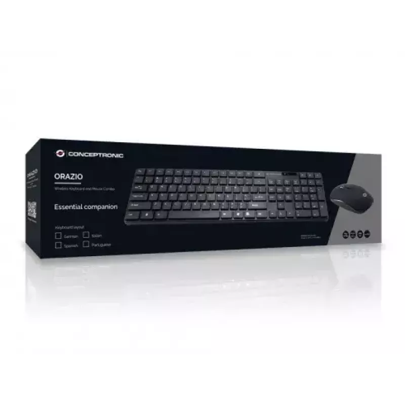 Conceptronic Orazio teclado rato incluído casa RF Wireless QWERTY português preto