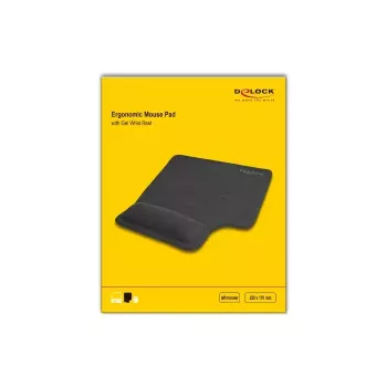 DeLOCK tapete de rato ergonómico com apoio de gel para o pulso para canhotos preto