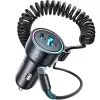 Carregador de automóvel Joyroom JR-CL07 3-em-1 60W com cabo USB-C integrado 1,6 m, preto
