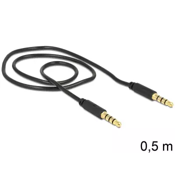 Cabo de áudio DeLOCK 3,5 mm – 3,5 mm 0,5 m preto