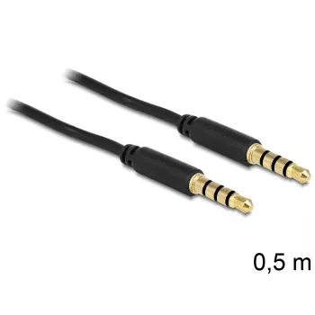 Cabo de áudio DeLOCK 3,5 mm – 3,5 mm 0,5 m preto