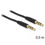 Cabo de áudio DeLOCK 3,5 mm – 3,5 mm 0,5 m preto