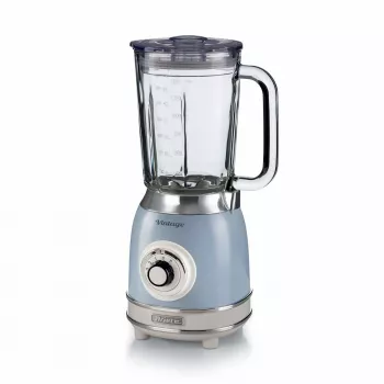 Ariete 583, misturadora Vintage com jarro de vidro de 1,5 litros, 4 lâminas de aço inoxidável, 4 velocidades + Pulse, 1000 Watt, azul