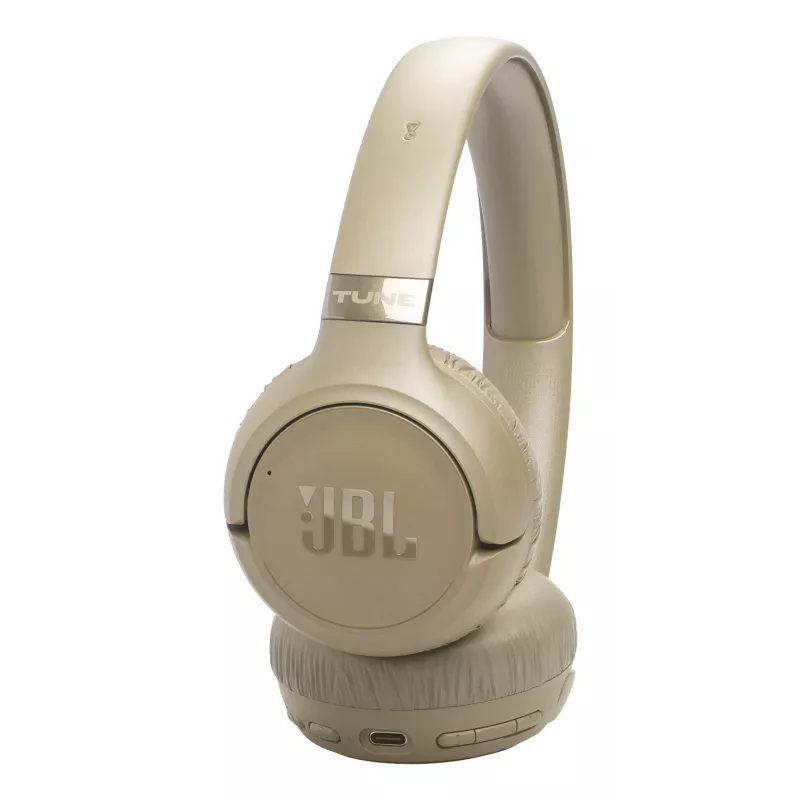 Headset JBL Tune 680NC, com fios e sem fios (Bluetooth, USB-C), circum-aural, arco de cabeça, bege, 20–20000 Hz, 161 g
