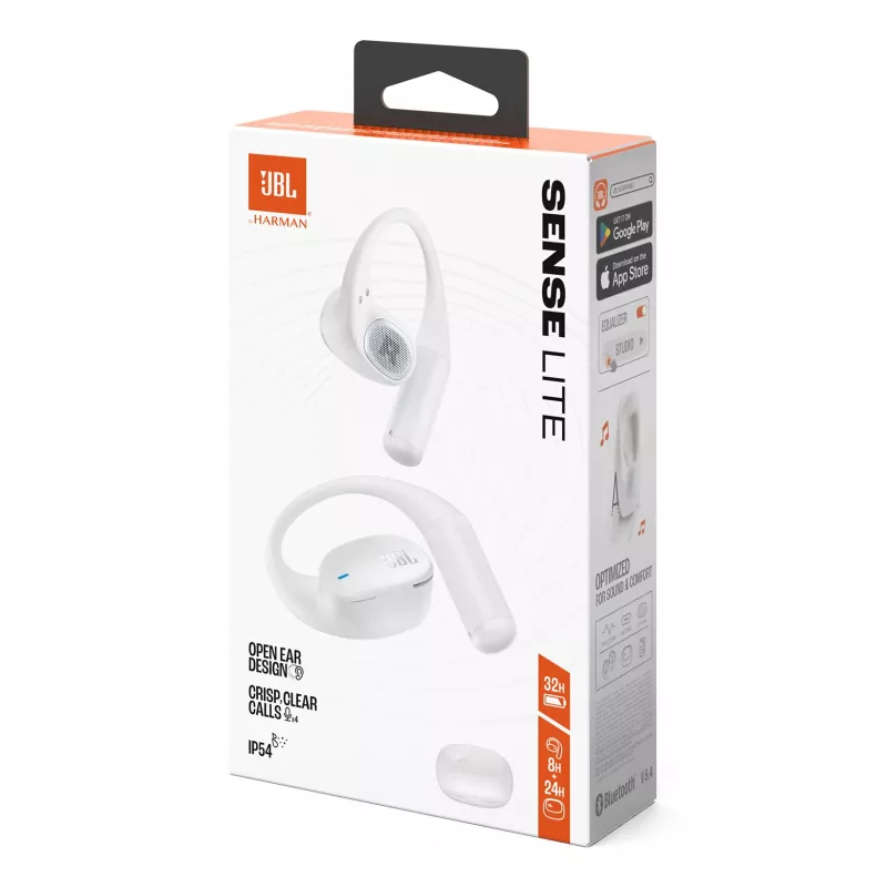 Headset JBL Sense Lite — auricular Bluetooth sem fios com gancho auricular, intra-aural, 20–20000 Hz, 83,5 g, branco