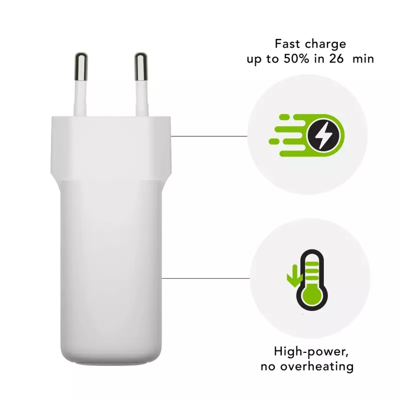Carregador de parede USB-C 45W d bramante re-charge Pro — interior, 110–240V, branco