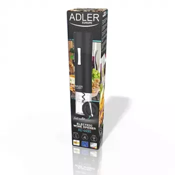Abridor de garrafas Adler AD 4490 preto prateado transparente