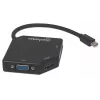Manhattan cabo adaptador Mini DisplayPort 1.2 para HDMI, DVI e VGA (3-em-1), 25 cm, preto, macho para fêmea, passivo, HDMI 4K@30Hz, VGA e DVI 1080p@60Hz, corresponde a MDP2VGDVHD, compatível com DVI-D, três anos de garantia, blister