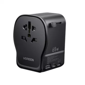 Carregador de interior AC para dispositivos móveis UGREEN 55001 — 2× USB-C, 100–240 V, carregamento rápido, preto/cinzento