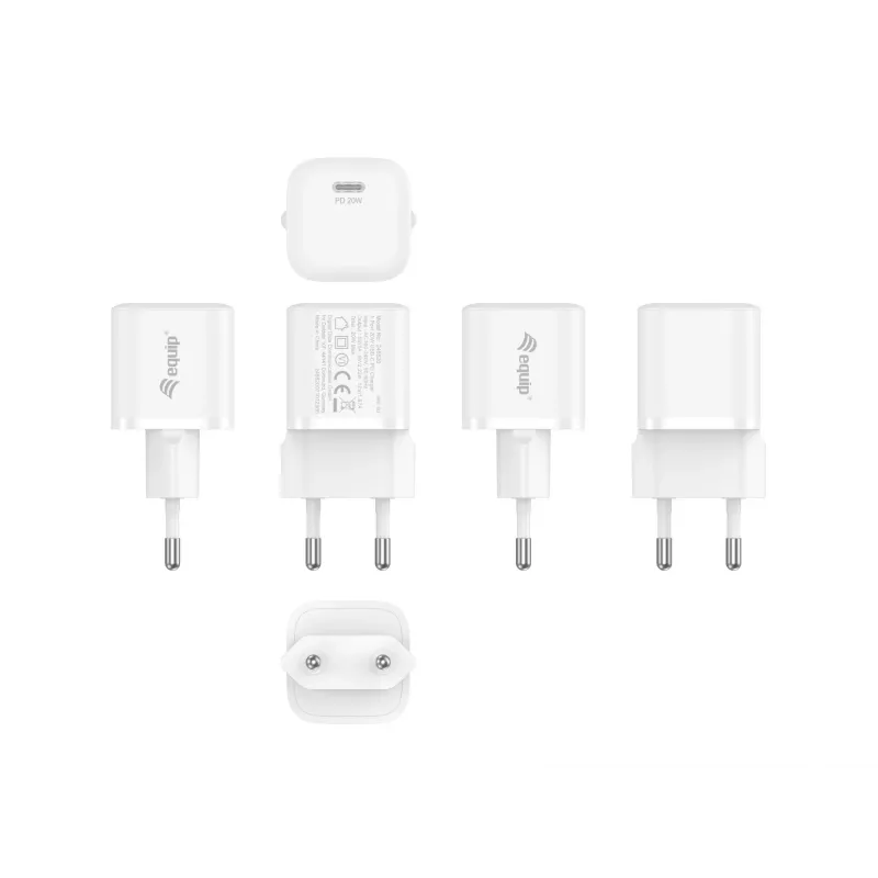 Equip carregador USB-C PD 20W 1 porta interior AC branco 100-240V