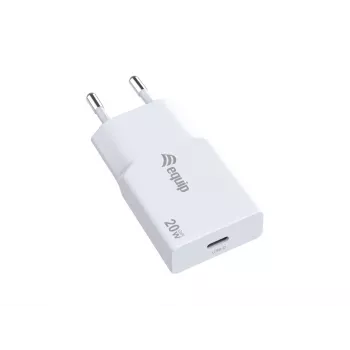 Carregador de parede EQUIP 1 porta 20W GaN USB-C PD — entrada 100–240V, saída máx. 12V, branco