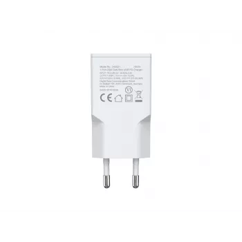 Carregador de parede EQUIP 1 porta 20W GaN USB-C PD — entrada 100–240V, saída máx. 12V, branco