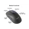 Rato sem fios EQUIP ambidestro 6 botões modo duplo, ótico 1600 DPI, RF + Bluetooth, preto
