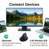 Rato sem fios vertical ergonómico EQUIP para destros, 1600 DPI, RF Wireless + Bluetooth, recarregável, 6 botões, preto