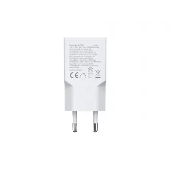 Carregador EQUIP 2 portas 30W GaN fino USB PD — USB-C x1, USB-A x1, entrada 100–240V, saída máx. 20V, branco
