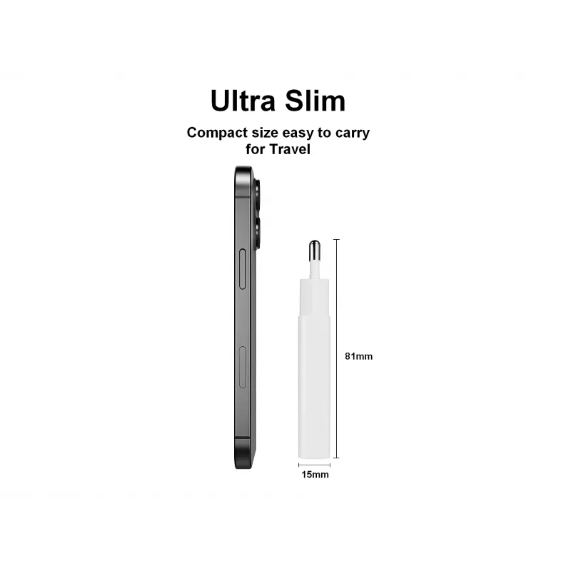 Carregador EQUIP 2 portas 30W GaN fino USB PD — USB-C x1, USB-A x1, entrada 100–240V, saída máx. 20V, branco
