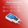 Carregador EQUIP 2 portas 30W GaN fino USB PD — USB-C x1, USB-A x1, entrada 100–240V, saída máx. 20V, branco