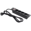 Régua de tomadas QOLTEC 54603 — montagem em rack 1U, entrada 16A, 4× tomadas Schuko