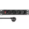 Régua de tomadas QOLTEC 54603 — montagem em rack 1U, entrada 16A, 4× tomadas Schuko
