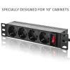 Régua de tomadas QOLTEC 54603 — montagem em rack 1U, entrada 16A, 4× tomadas Schuko