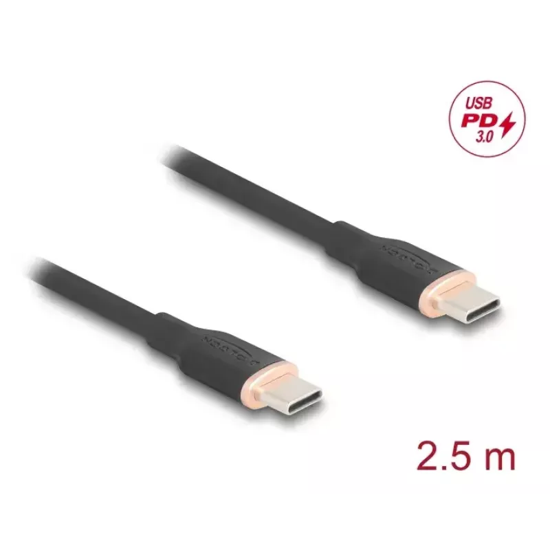Cabo USB DeLOCK 81239 2,5 m USB-C preto USB 2.0 0,48 Gbit/s