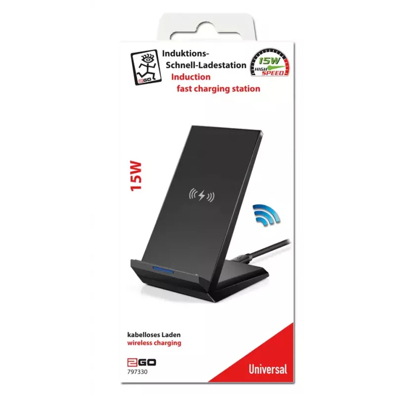 Carregador de interior 2GO 797330 Smartphone Preto USB Carregamento rápido sem fios