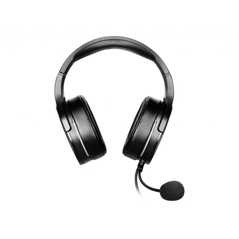 Headset gaming MSI IMMERSE GH20 '3,5 mm inline com acessório divisor de áudio, Preto, drivers de 40 mm, microfone unidirecional, compatibilidade com PC e multiplataforma'