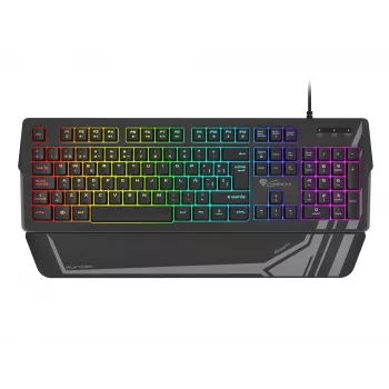 Teclado Gaming GENESIS Rhod 350 RGB – 104 teclas USB QWERTY Espanhol tamanho completo, Preto, retroiluminação RGB, apoio de pulso