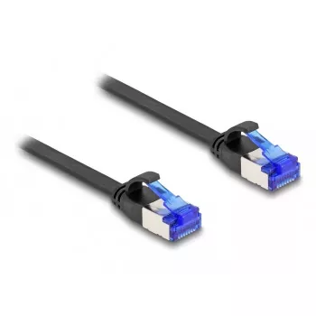 Cabo de rede DeLOCK RJ45 cabo patch plano ficha macho para ficha macho Cat.6A 0,5 m preto