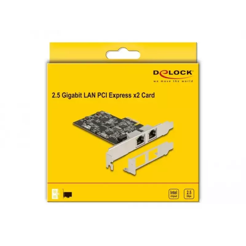 DeLOCK placa PCI Express x2 para 2 x RJ45 2.5 Gigabit LAN i225