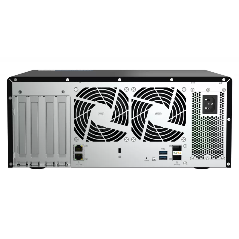 Torre NAS QNAP TS-h1290FX — EPYC 7302P 3,0 GHz, 128 GB DDR4, 12 baias, QuTS hero, preto