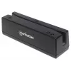 Leitor de cartões de banda magnética USB-A Manhattan, leitor de três pistas, descodificador de teclado, cabo 1,5 m, preto, três anos de garantia