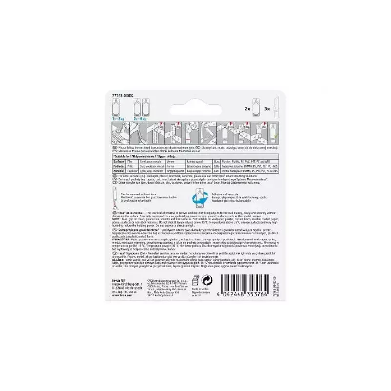 Crochet universal TESA 77763 interior branco 2 unid.