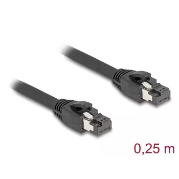Cabo de rede RJ45 DeLOCK Cat.8.1 S/FTP 25 cm 40 Gbit/s preto