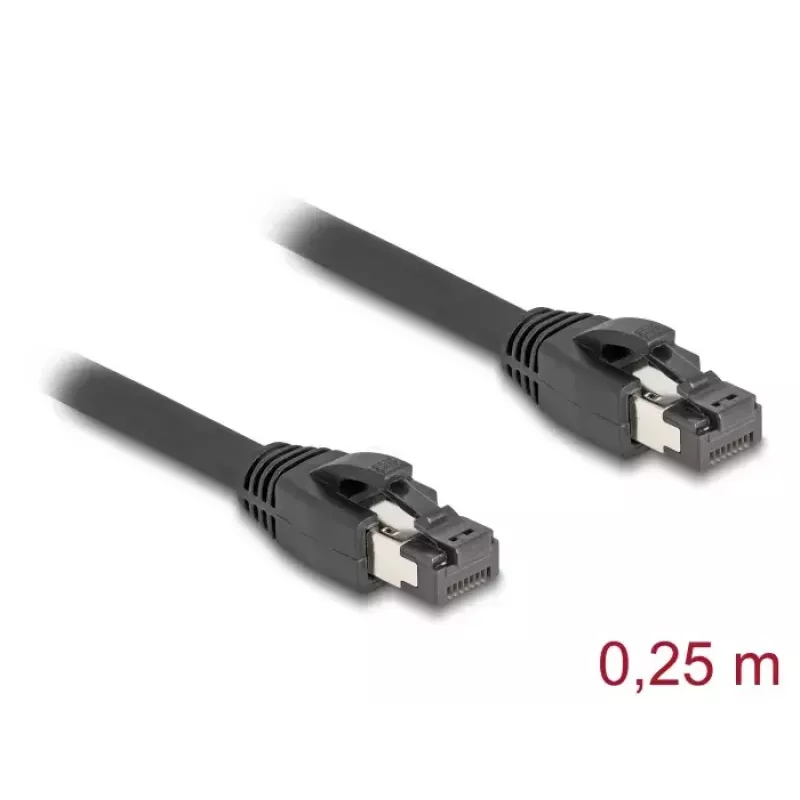Cabo de rede RJ45 DeLOCK Cat.8.1 S/FTP 25 cm 40 Gbit/s preto