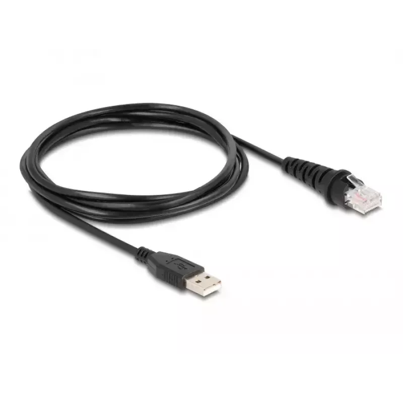 Leitor de códigos de barras USB DeLOCK 1D e 2D com fios para montagem fixa