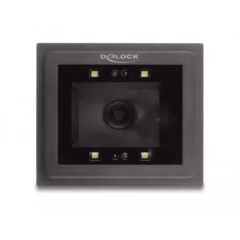 Leitor de códigos de barras USB DeLOCK 1D e 2D com fios para montagem fixa