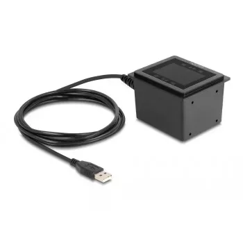 Leitor de códigos de barras USB DeLOCK 1D e 2D com fios para montagem fixa