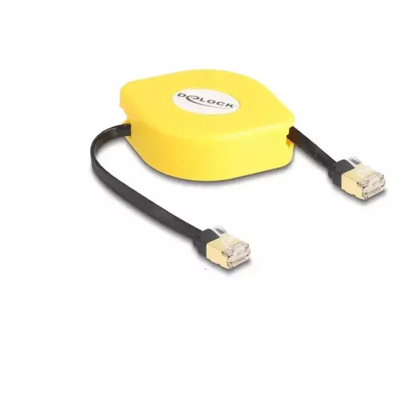 Cabo enrolável RJ45 DeLOCK Cat.6A STP 1,5 m preto amarelo