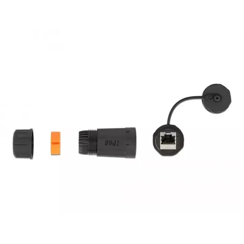 Conector de cabo RJ-45/RJ-45 DeLOCK 86700 preto laranja
