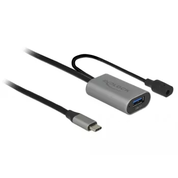 Cabo USB DeLOCK 85391 USB 3.2 Gen 1 5 m USB-A USB-C preto cinzento