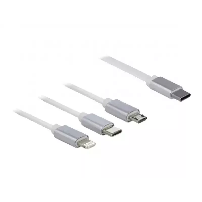 Cabo de carregamento retrátil 3 em 1 DeLOCK USB Type-C Lightning Micro USB USB Type-C 0,98 m
