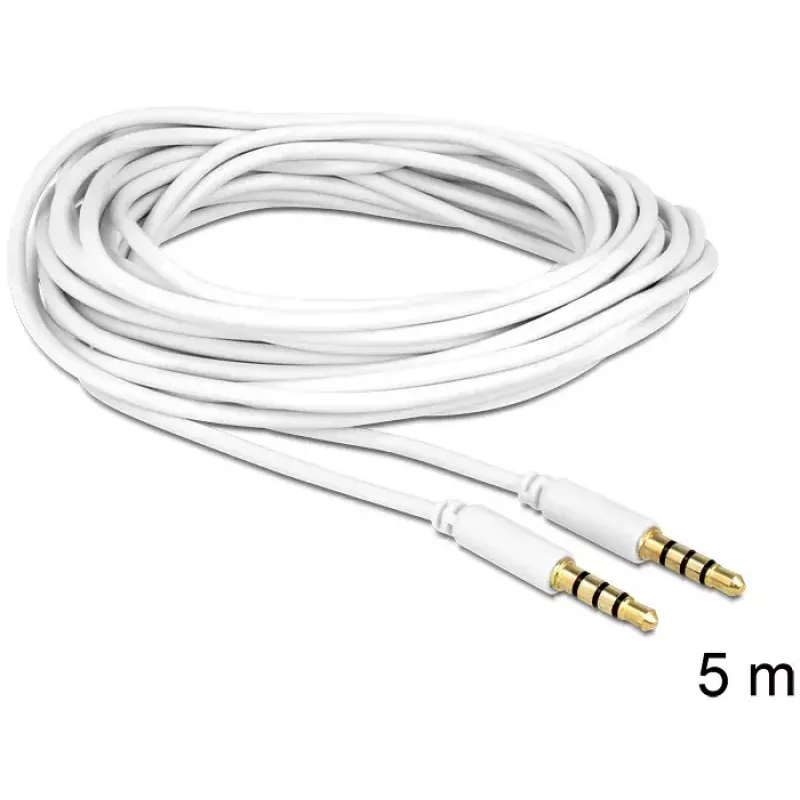 Cabo de áudio 3,5 mm macho para macho DeLOCK 83443 5 m branco