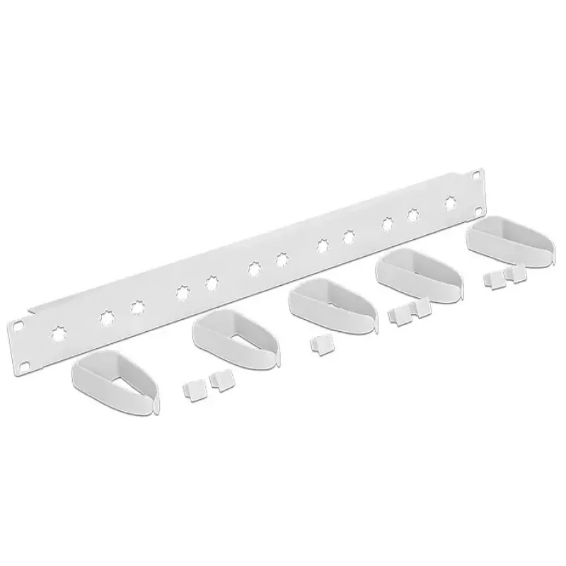 DeLock 43346 Painel de gestão de cabos para rack de 19 polegadas, 1U, cinzento claro RAL 7035