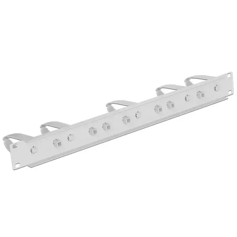 DeLock 43346 Painel de gestão de cabos para rack de 19 polegadas, 1U, cinzento claro RAL 7035